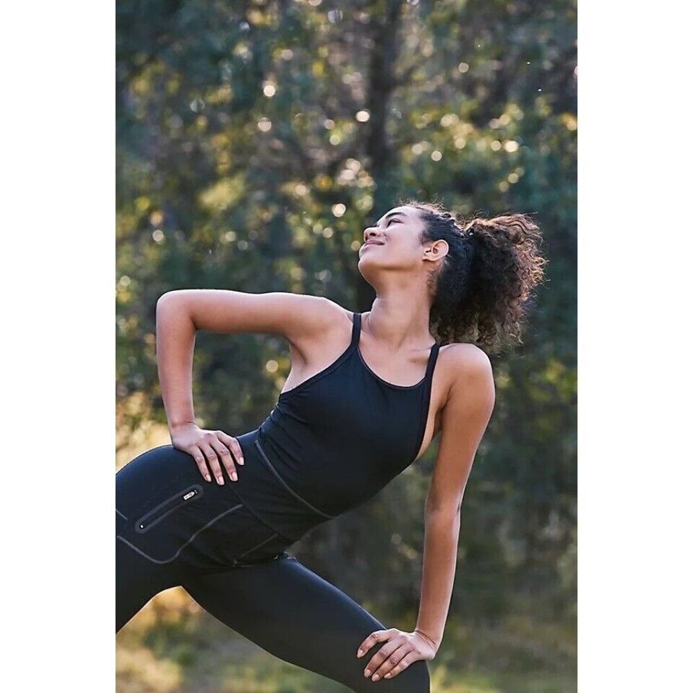 Free People Movement Cross The Line Bodysuit Black Women’s Size Medium athletic
